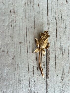 4/$100 Michele Lynn Gold Rose Stem Brooch - Women Jewelry